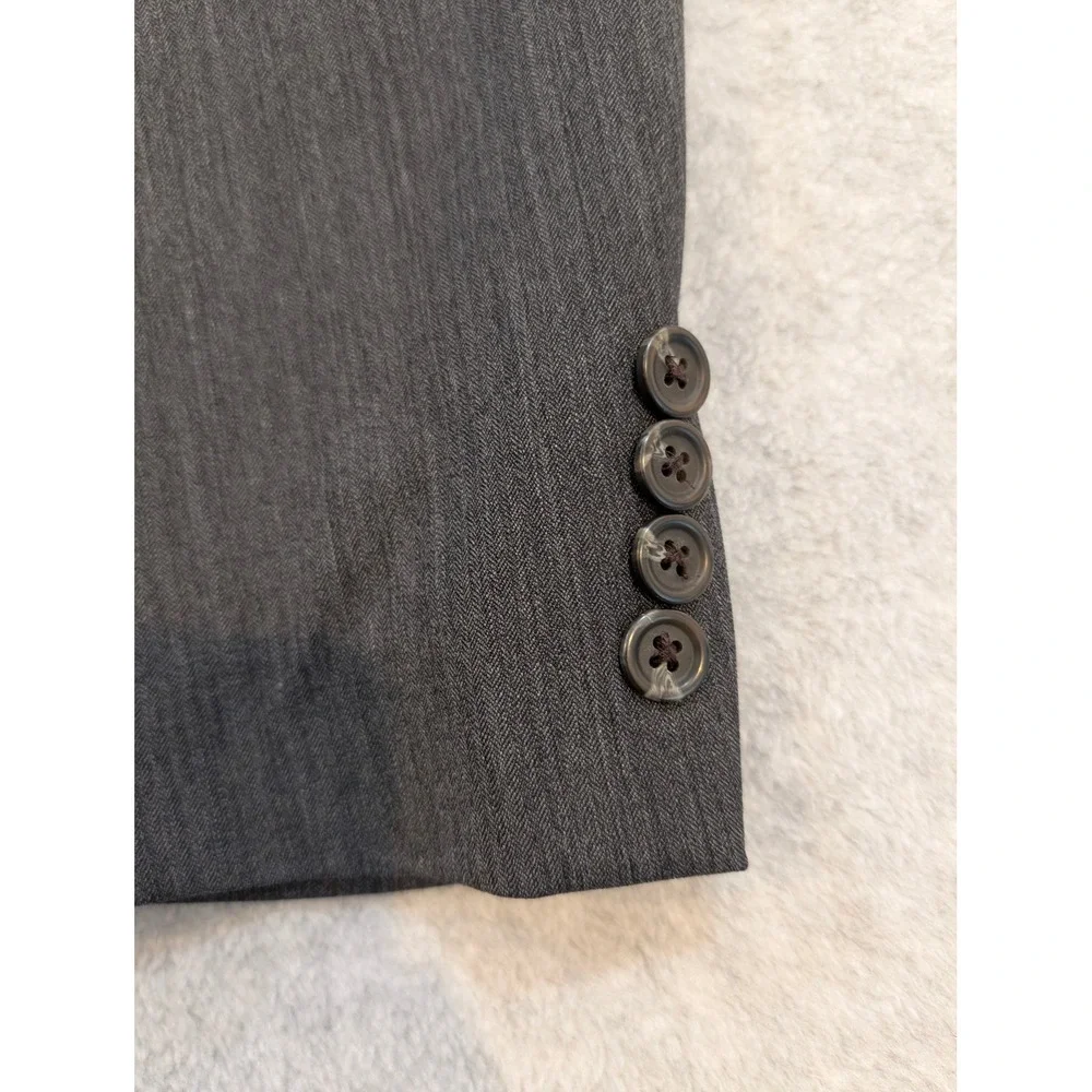 Chaps Ralph Lauren Mens Pure New Wool Blazer Size 44R Charcoal Gray 2 Button